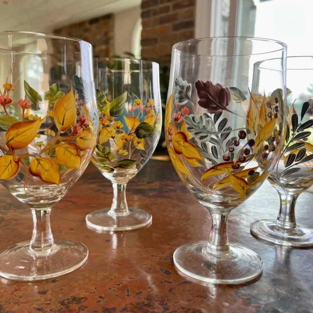 4 Floral Glasses/Goblets